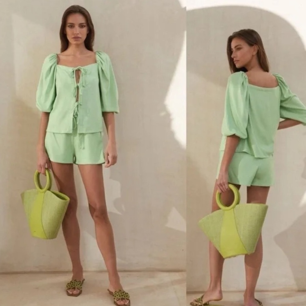 Cult Gaia Aurel green tie top